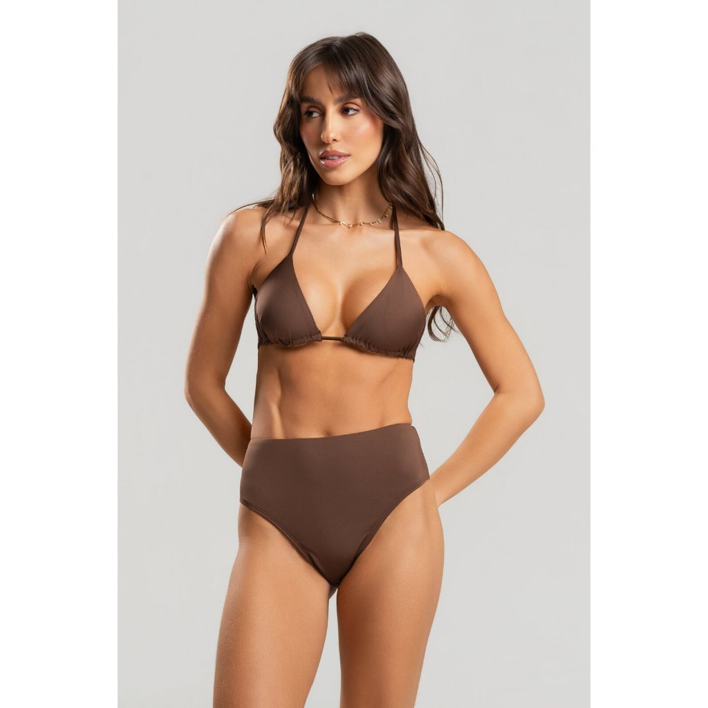 Biquini Cortininha Calcinha Cintura Alta Hot Pants Moda Praia e Piscina com Proteção Uv 50+