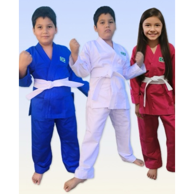Kimono Judô Infantil em Brim algodão com faixa branca