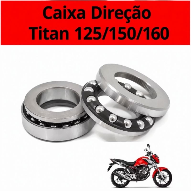Caixa de Direção Moto Fan 125 Cg 150 Todas Titan 160 Start 160 2014 a 2025 Rolamento Inf/Sup Esfera Qualidade Premium