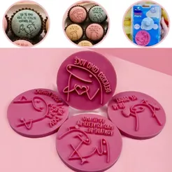 KIT 4 CARIMBOS PARA DOCES 5 CM FLORK MEME BLUESTAR OFF (CHOCO)