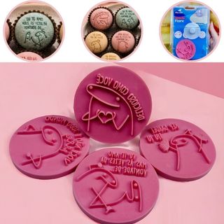 KIT 4 CARIMBOS PARA DOCES 5 CM FLORK MEME BLUESTAR OFF (CHOCO)