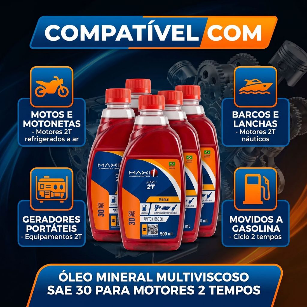 Kit 10 Óleo 2T Mineral Maxi1 500ml Moto Motosserra Soprador Barco — imagem 2 de 2