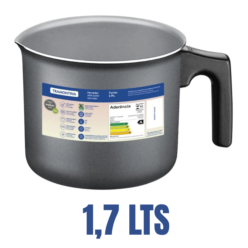 Leiteira Fervedor Canecão Tramontina Turim Alumínio Antiaderente CHUMBO1,7 Litros  Café  Chá Cozinha