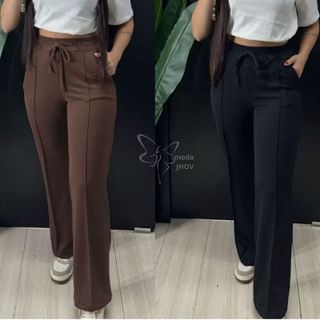 Kit 2 calça feminina pantalona calça feminina de moletinho luxo calça larga calça pantalona