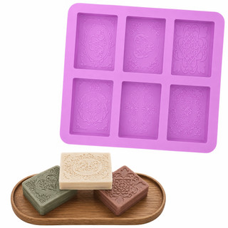Molde De Silicone Sabonete Artesanal 90g Forma Retangular 6 Cavidades Texturizada Sabão Saboaria