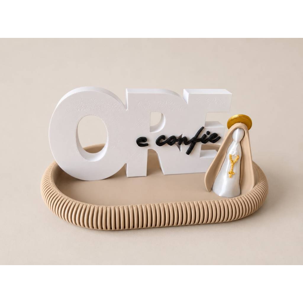 Enfeite Decorativo Ore e Confie com Nossa Senhora | Decoração Religiosa  | Bandeja Decorativa | Presente de Fé