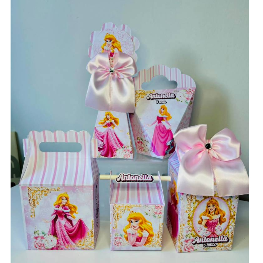 Kit Festa Personalizados Princesa Aurora Bela Adormecida Lembrancinhas - Caixinhas para festa de aniversário infan