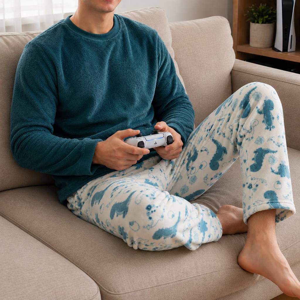 Conjunto Pijama De Frio Masculino Feminino de Inverno de Fleece Flanelado Plush  não é  Transparente Quentinho Juvenil
