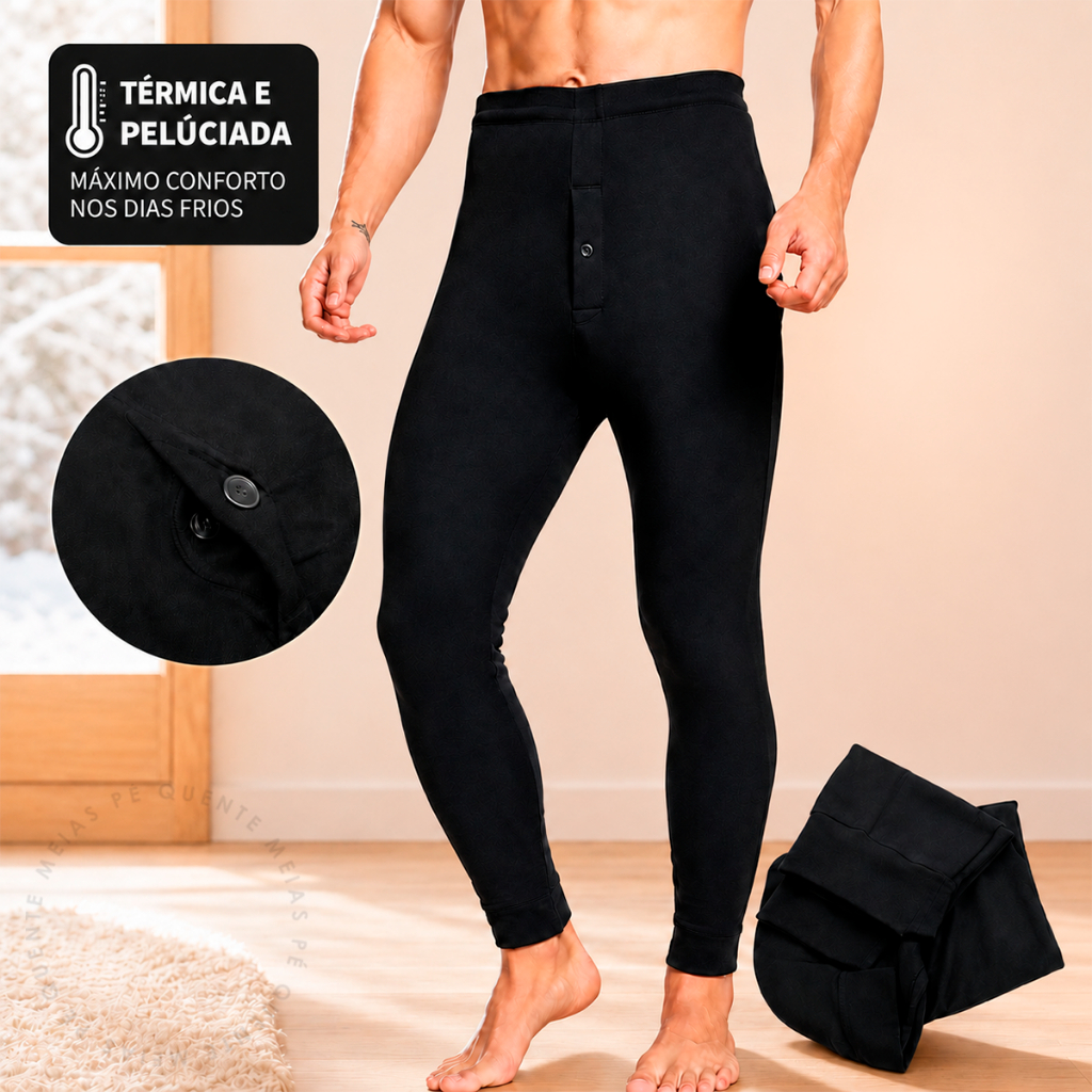 Meia Calça térmica Masculina Flanelado por Dentro Peluciada Confortável Frio
