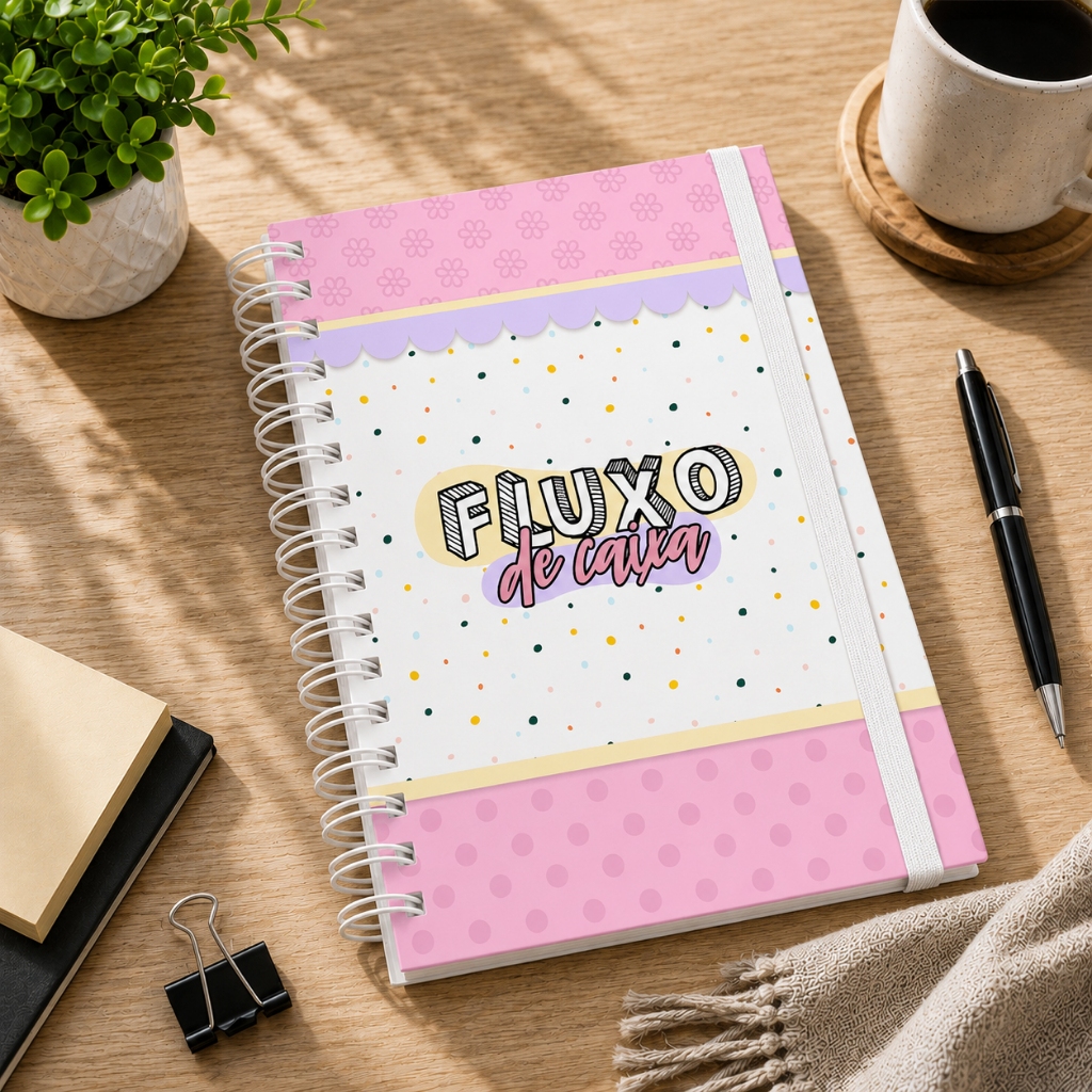 Caderneta Fluxo de Caixa Caderno Controle Financeiro Empresa Semestral Colorido