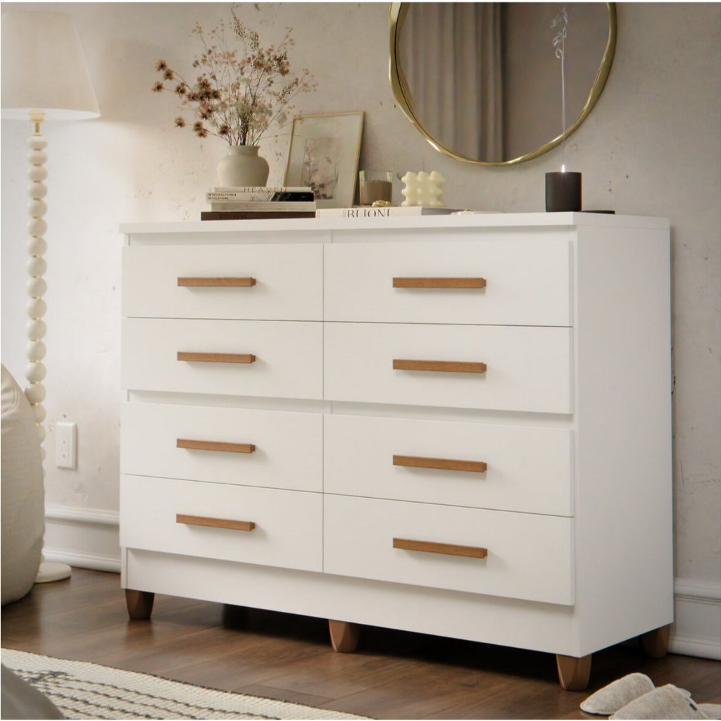 Cômoda 8 Gavetas Grande Para Quarto De Casal Multiuso Com Pés Organizadora De Roupas Lite