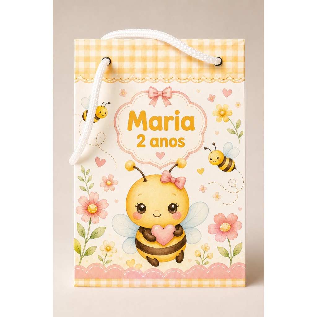 Sacolinha Surpresa Personalizada Lembrancinha Abelhinha Cute PEGUE E MONTE