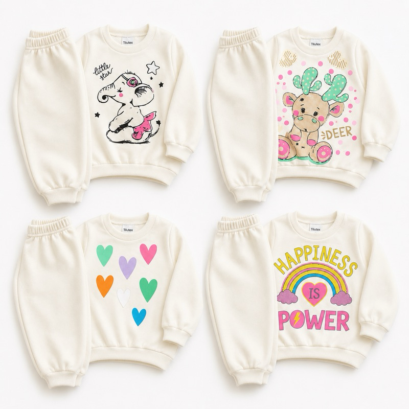 Kit 4 Peças de Conjunto Moletom Menino Menina Inverno Estampado Sortido