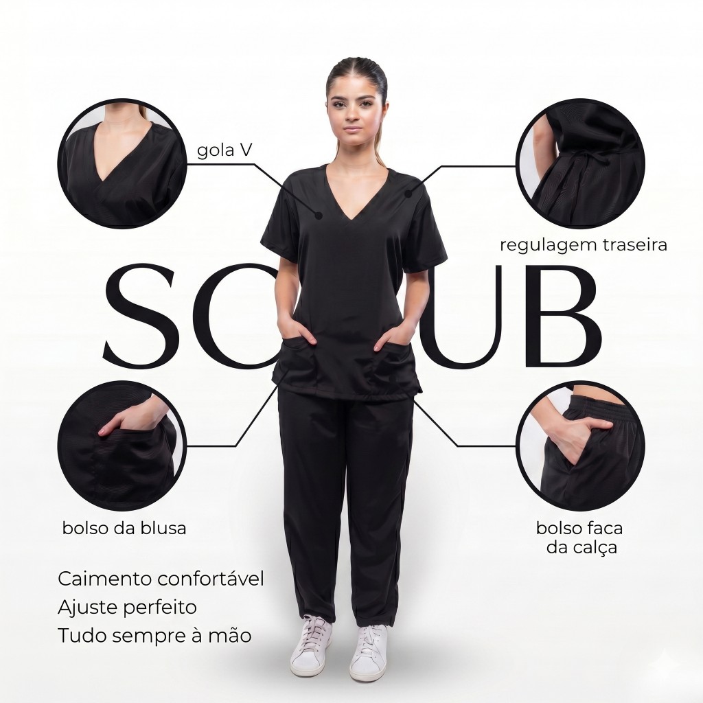Scrub Feminino Pijama Hospitalar Cirúrgico Acinturado Premium