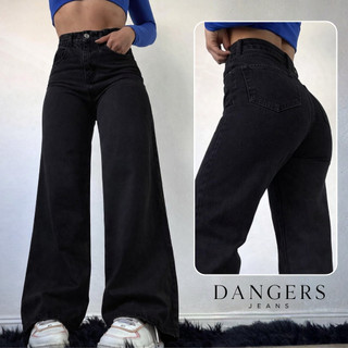 Calça Jeans Feminina Wide Leg Navalhada pantalona Cintura Alta