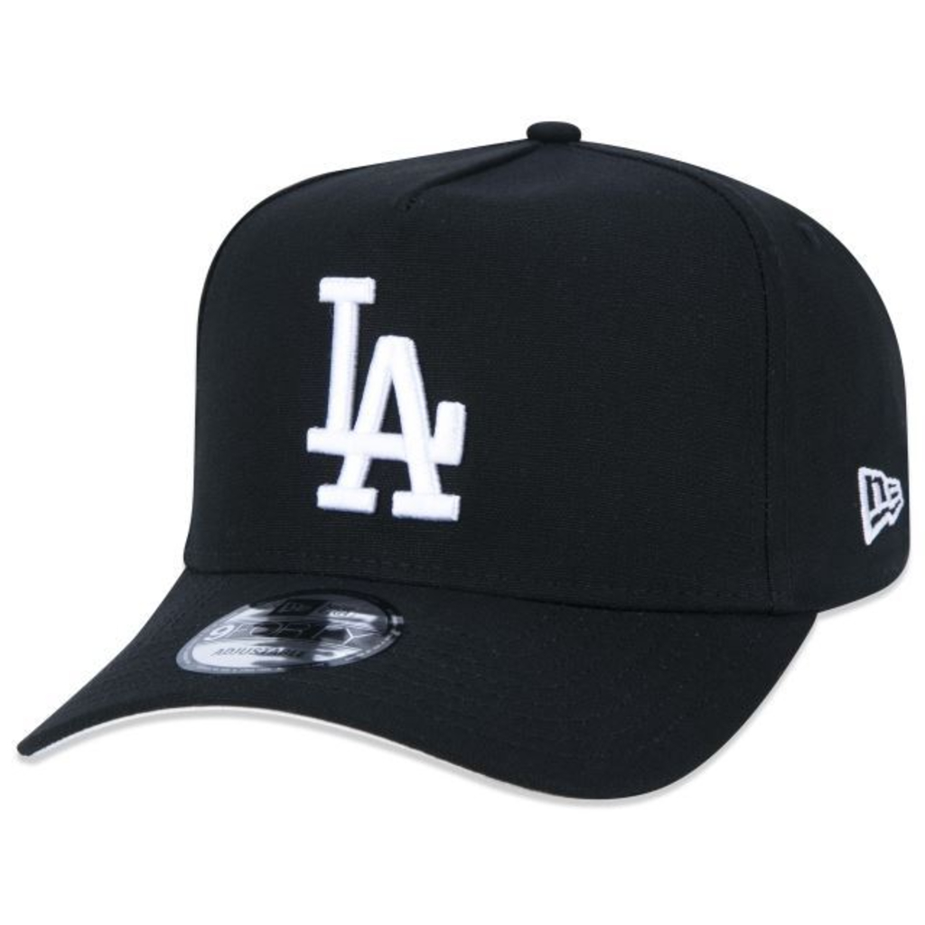 Boné New Era 9FORTY A-Frame Snapback MLB Los Angeles Dodgers Aba Curva Preto -Or