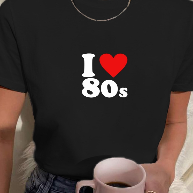 Camiseta Feminina Babylook t shirt i love anos 80 100% Algodão