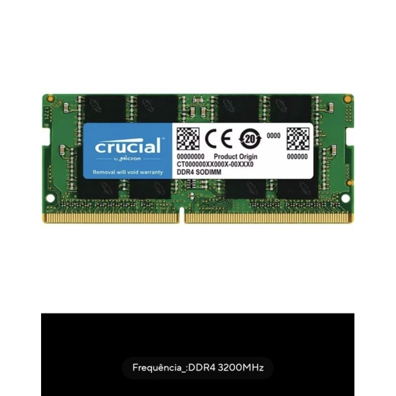 Memória RAM Crucial DDR4 NOTEBOOK 8GB 3200MHz CeaMere Original NO BRASIL SEM IMPOSTO LAPTOP