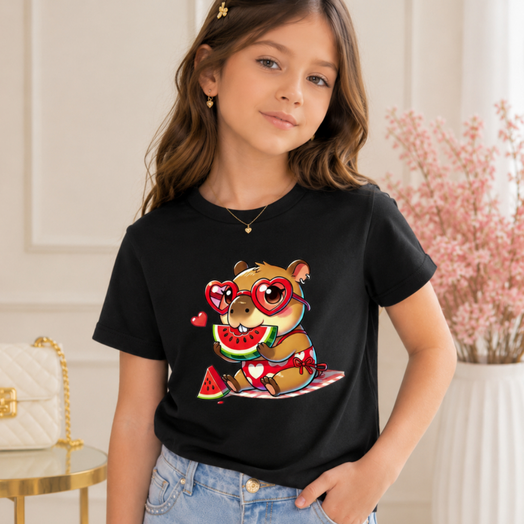 Camiseta Kapivara Capivara Infantil Feminina Moda Menina Mini Diva Confortável Dia A Dia Style