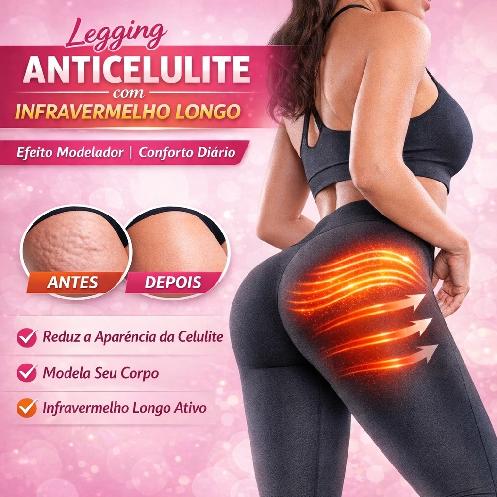 Legging Anticelulite Modeladora com Infravermelho Longo | Reduz Aparência da Celulite | Modela sem Apertar