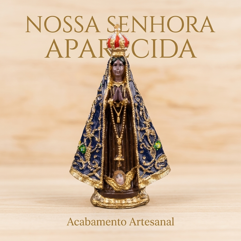 Imagem Nossa Senhora Aparecida em Resina Decorativa Católica Padroeira do Brasil Fé Proteção Presente Religioso