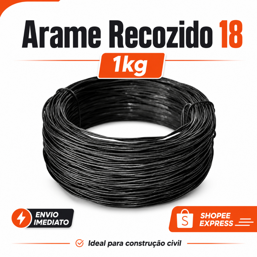 Arame Recozido N18 1kg Maleável para Amarração de Ferragens Vergalhão Construção