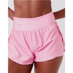 Short Fitness Corrida Duplo Feminino Rosa Chá Zero Transparência Legbox Academia Treino Ginastica