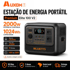Estação de Energia Portátil BLUETTI Premium 100 V2 2000W 1024Wh LiFePO4 110V ou 220V AUXOM