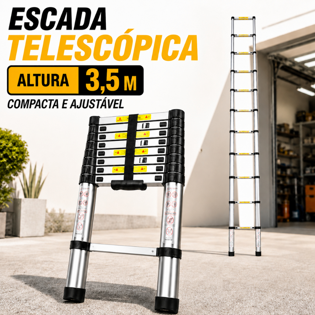 Escada Reta Alumínio Telescópica 3.5 Metros com 9 Degraus - ótima qualidade · foto 2