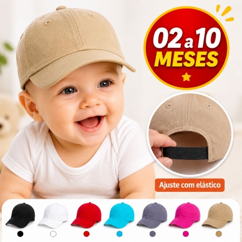 boné chapéu para bebê liso de 02 a 10 meses protetor de sol bebê