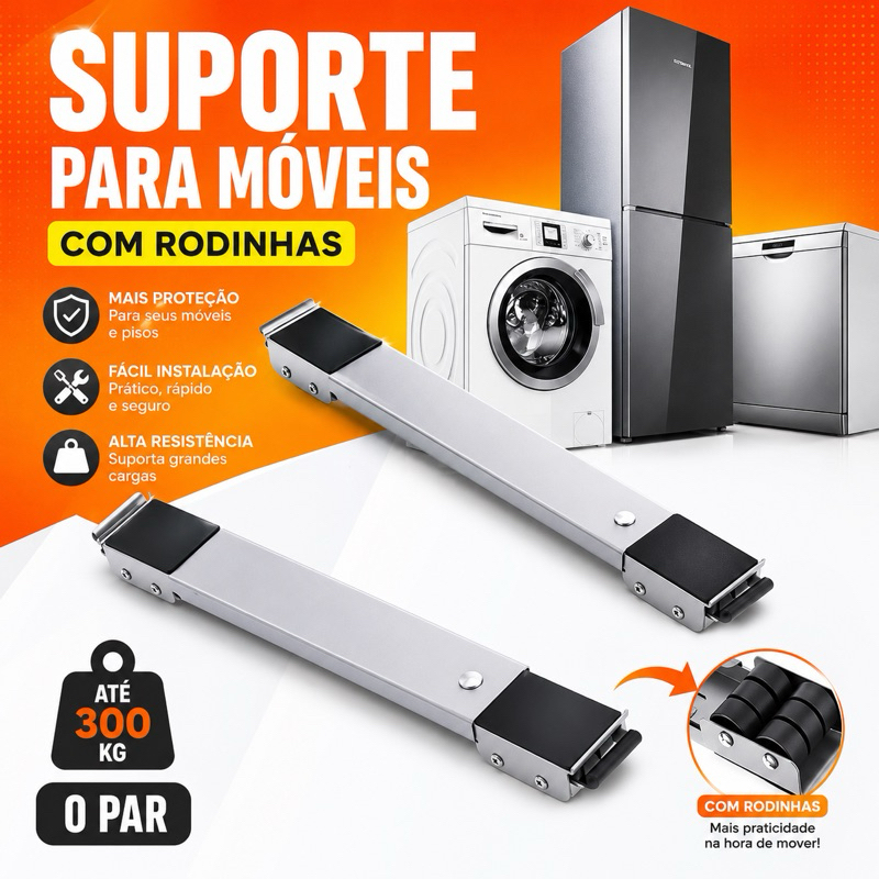 Suporte para Móveis com Rodinhas Ajustável Reutilizável Base para Geladeira Máquina de Lavar Fogão Armário Sofá Guarda-R