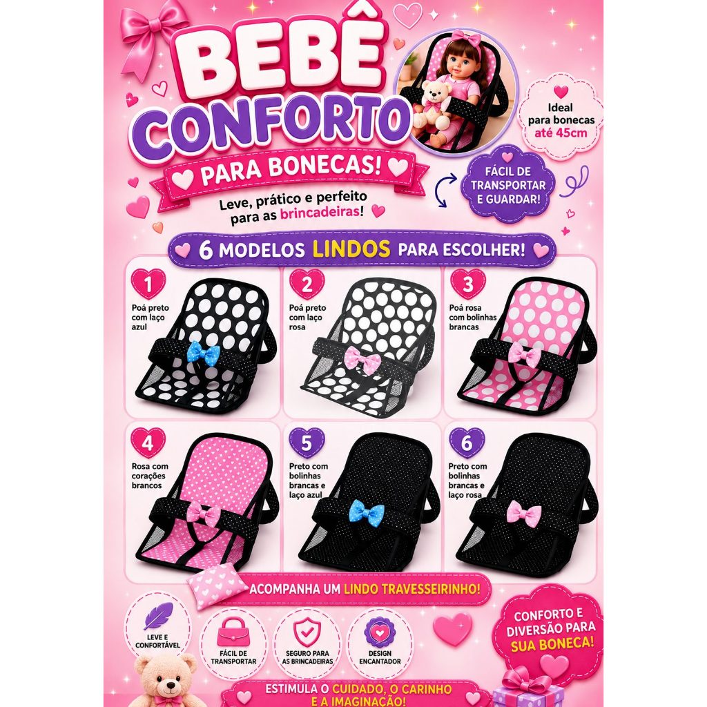 Bebê Conforto Para Bonecas Veneza Baby Menina Sag Toys