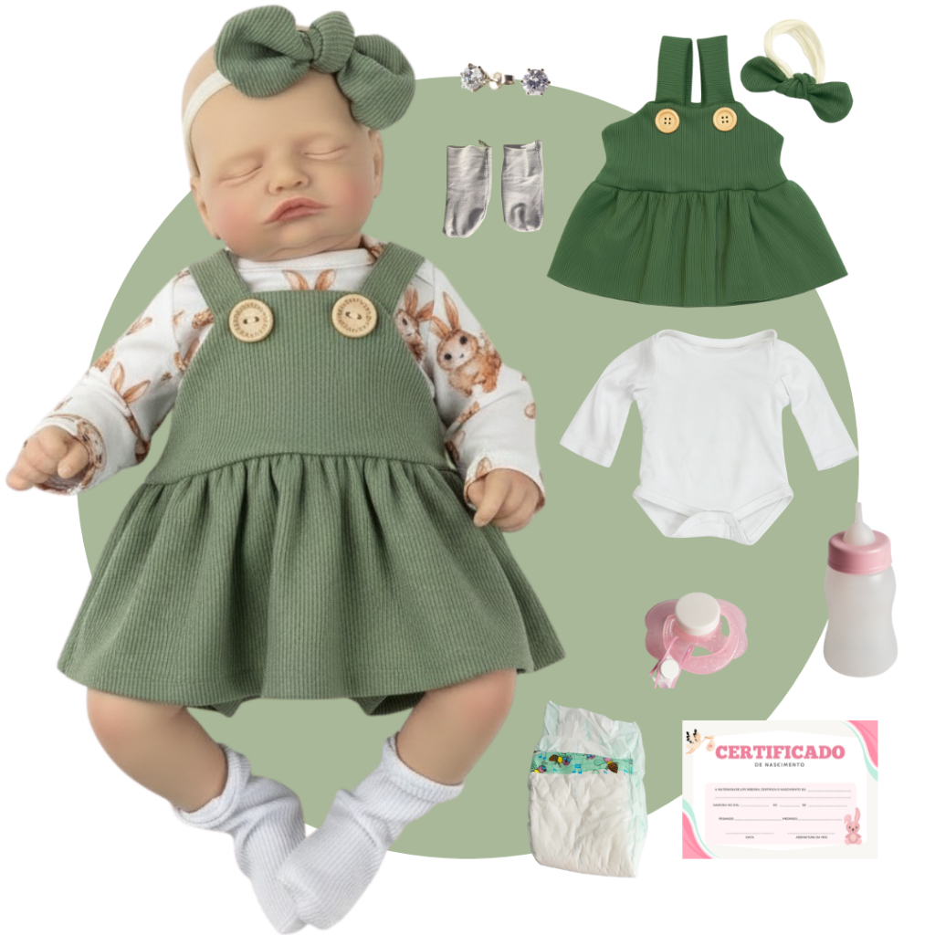 Boneca Bebe Reborn Realista Silicone Rosalie Baby Kit Luxo Enxoval Completo