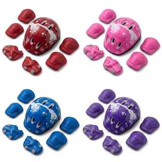 Kit Proteção Infantil 7 Peças Capacete Joelheira Cotoveleira Luvas - Bicicleta Patinete Skate Patins