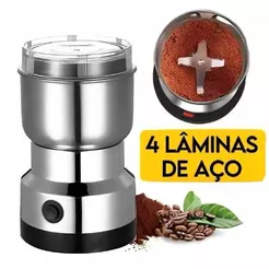Moedor de Café e Especiarias Elétrico 220V/110V 4 Lâminas Aço Inox Triturador Doméstico