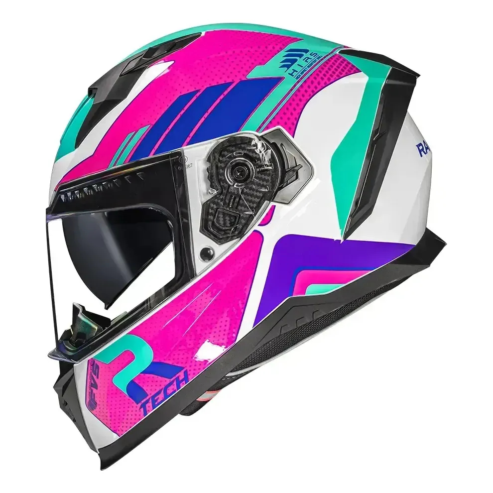 Capacete Feminino Race Tech Branco Rosa Brilho Volt Track Estiloso Alta Segurança