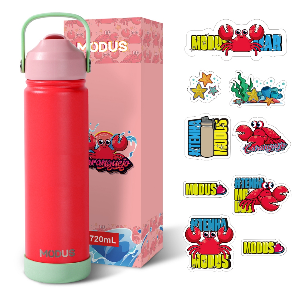 Garrafa térmica inox 720ml com capa protetora de silicone BPA livre, resistente
