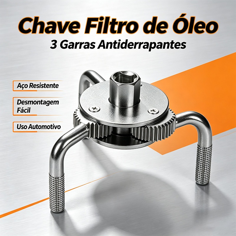 Chave para Filtro de Óleo 3 Garras Ajustável 75-130mm 1/2