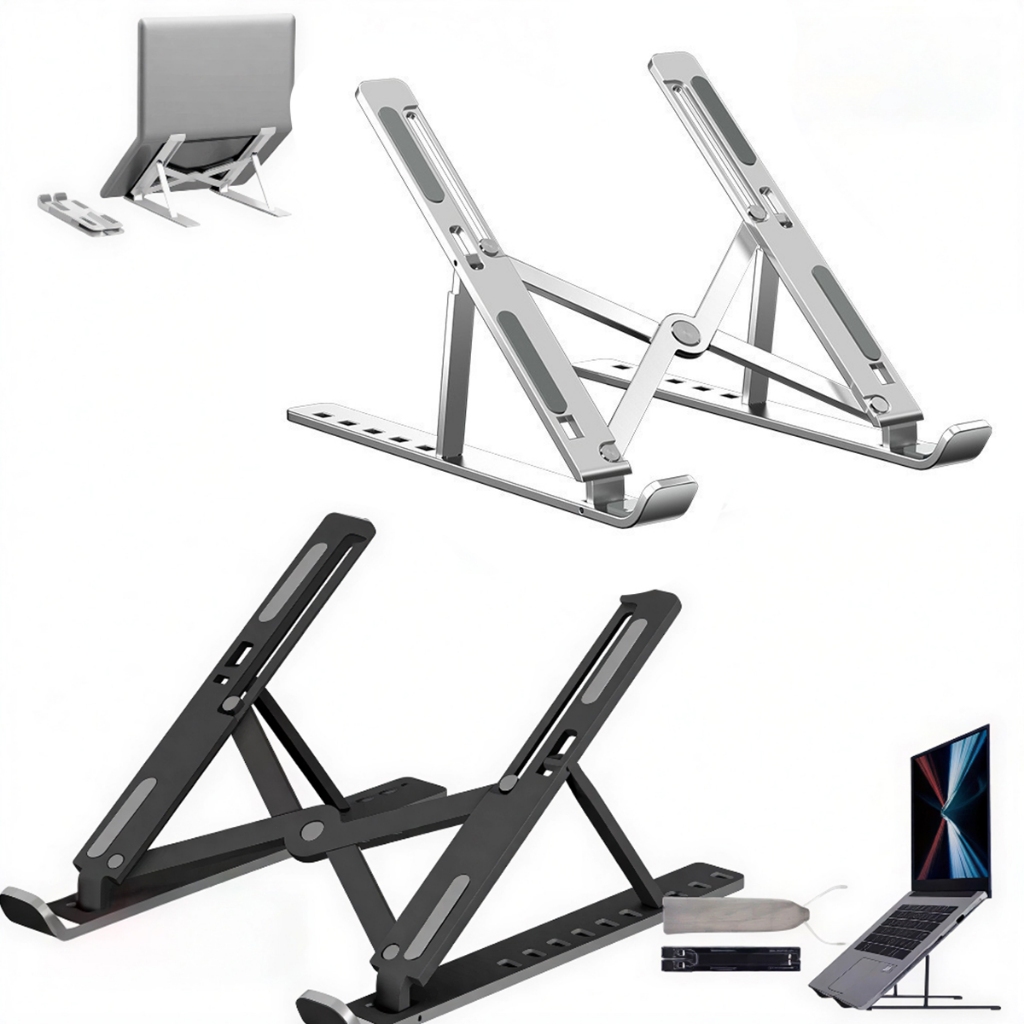 Suporte Metálico Ergonômico para Notebook Tablet e Macbook Base Dobráve-l de Alumínio