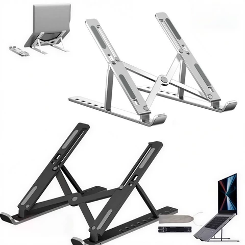 Suporte Metálico Ergonômico para Notebook Tablet e Macbook Base Dobráve-l de Alumínio