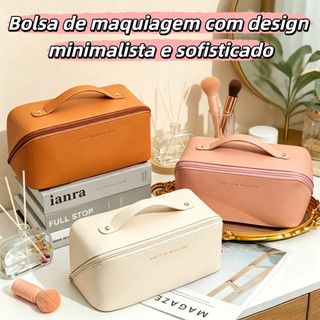 Bolsa de maquagem Material impermeável Bolsa de higiene Design minimalsta e sofistcado Grande capacidade e vários bolsos