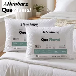 Kit 2 Travesseiros Toque de Plumas Altenburg Suporte Médio Toque Macio Antialérgico Hotel 50cmx70cm