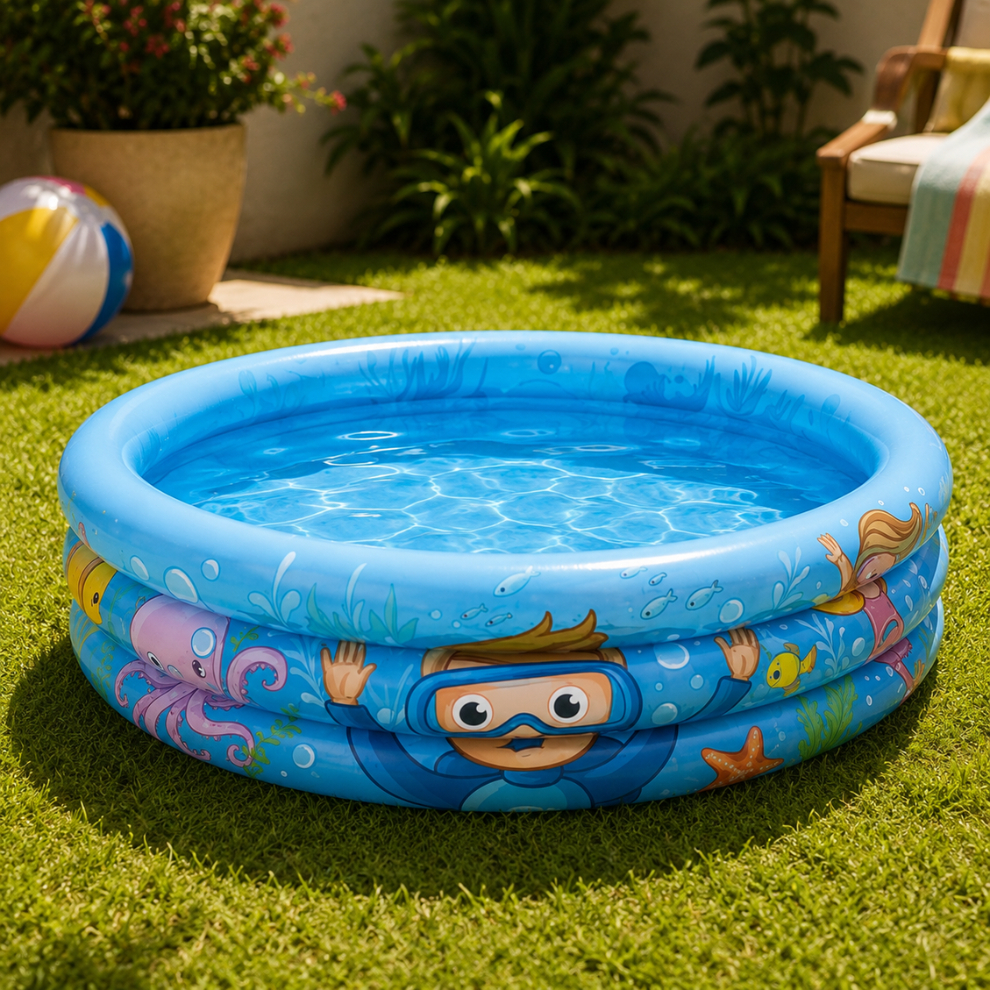 Piscina Infantil Inflável Redonda 180 Litros 120x24cm 3 Anéis Jilong