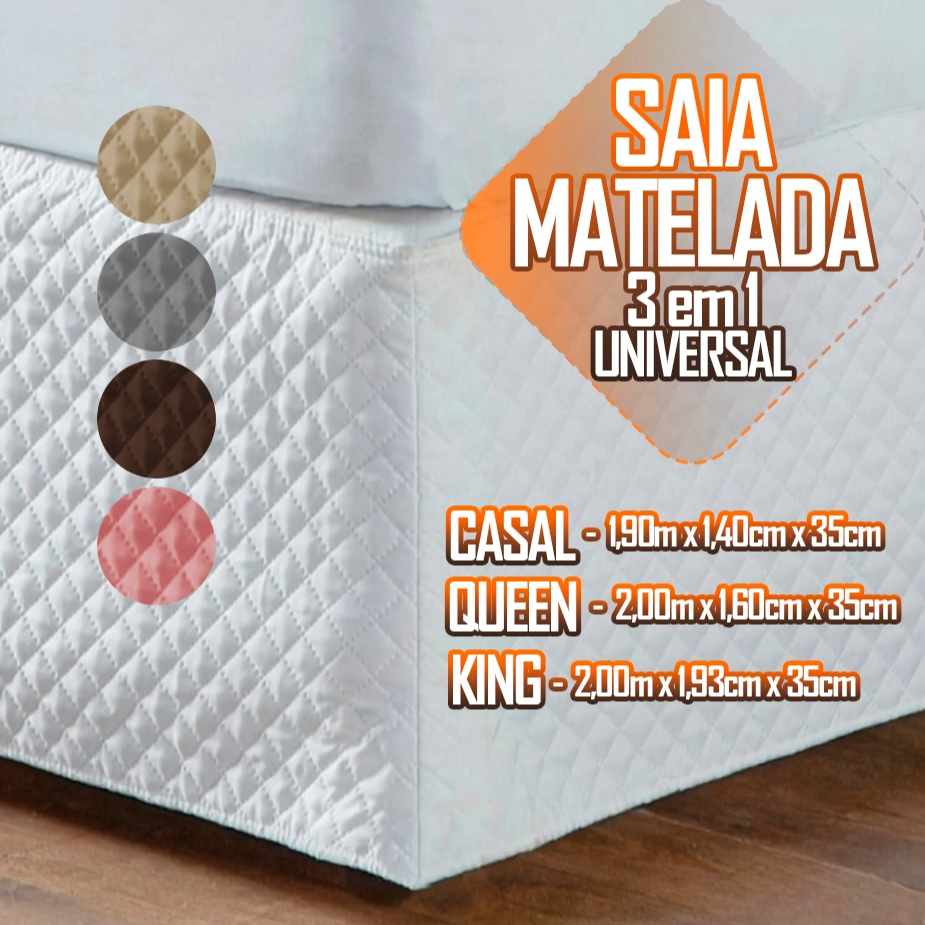 Saia 3 Em 1 Com Regulagem Ajustável Cabeceira Cama Box Matelada Colchobox Casal Queen King