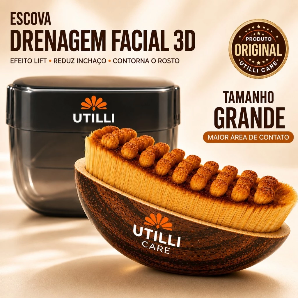 Escova Drenagem Facial 3d Reduz Inchaço Do Rosto Efeito Lift Marrom — imagem 1