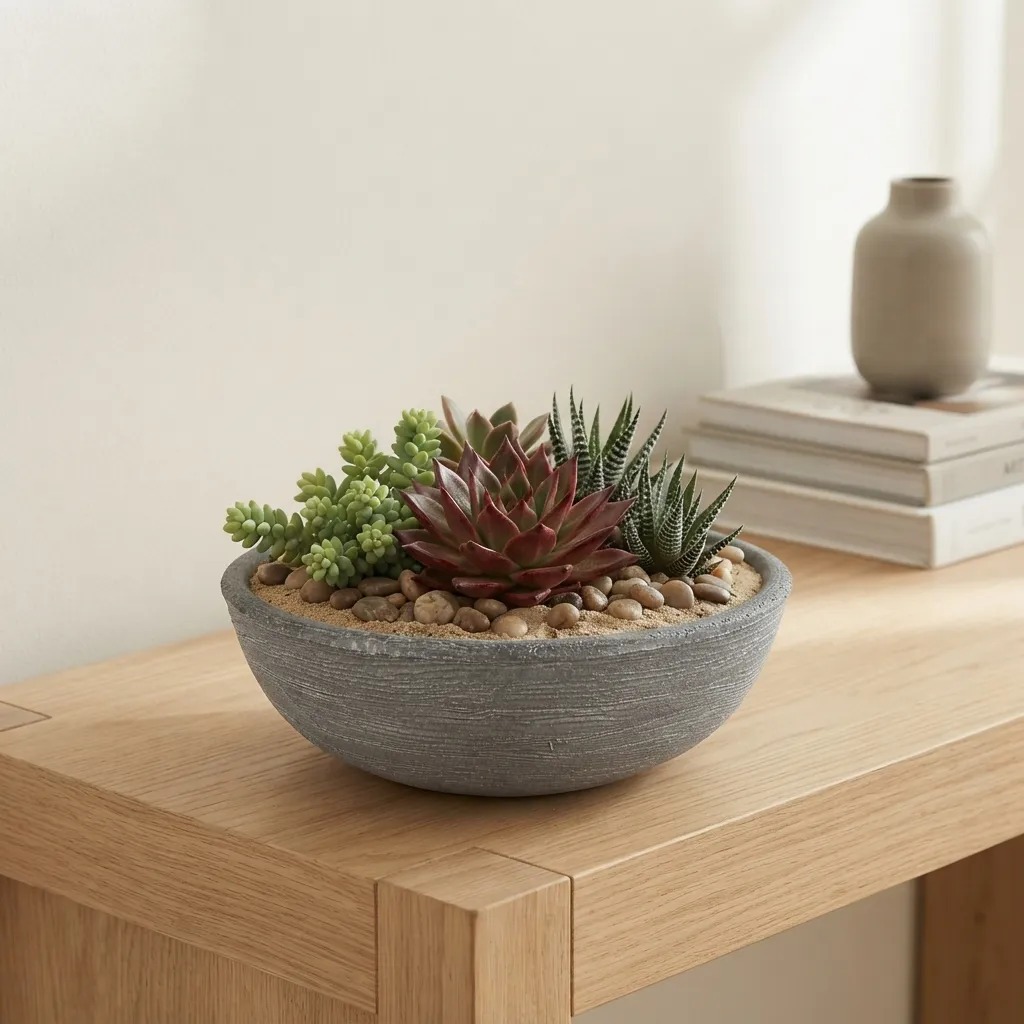 Vaso Bacia Rosa do Deserto Plantas Cacto e Suculentas 32cm