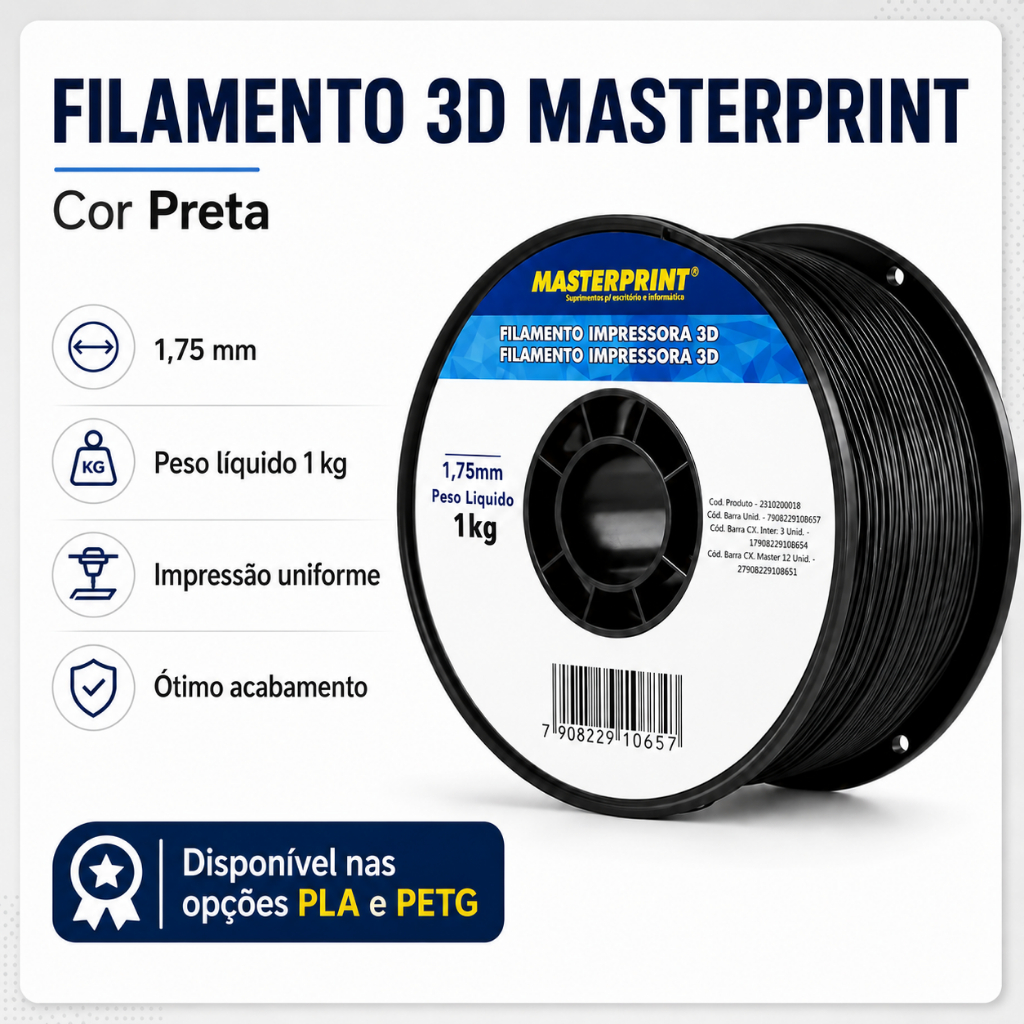 Filamento 3D PLA PETG Hyper Speed MasterPrint 1kg 1,75mm Premium Várias Cores para Impressora 3D — imagem 2 de 2