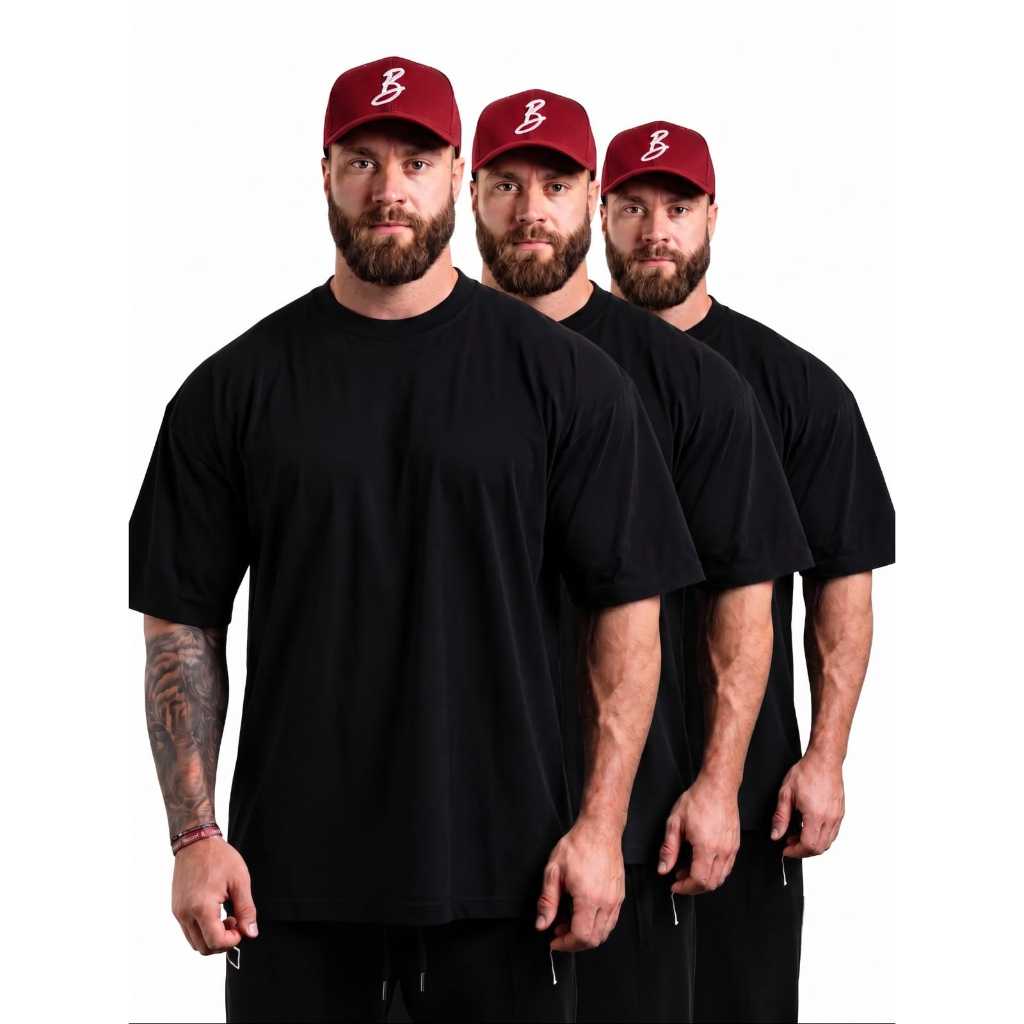 KIT 3 Camisetas Oversized Masculina Lisa 100% Algodão Premium Blusa Camisa Streetwear Moda Masculina Lançamento