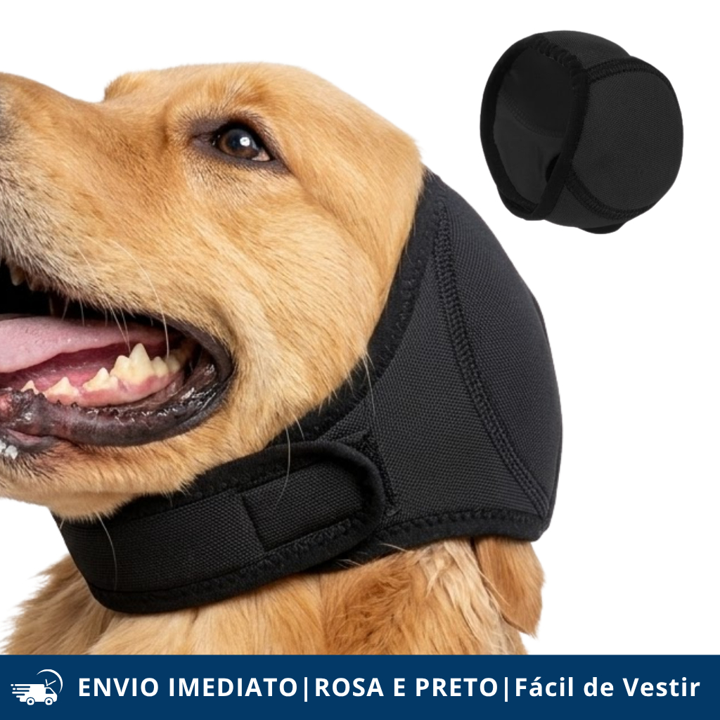 Protetor de Orelha Antirruído para Cachorro Calmante Abafador Ruído Fogos Trovão P M G Pet