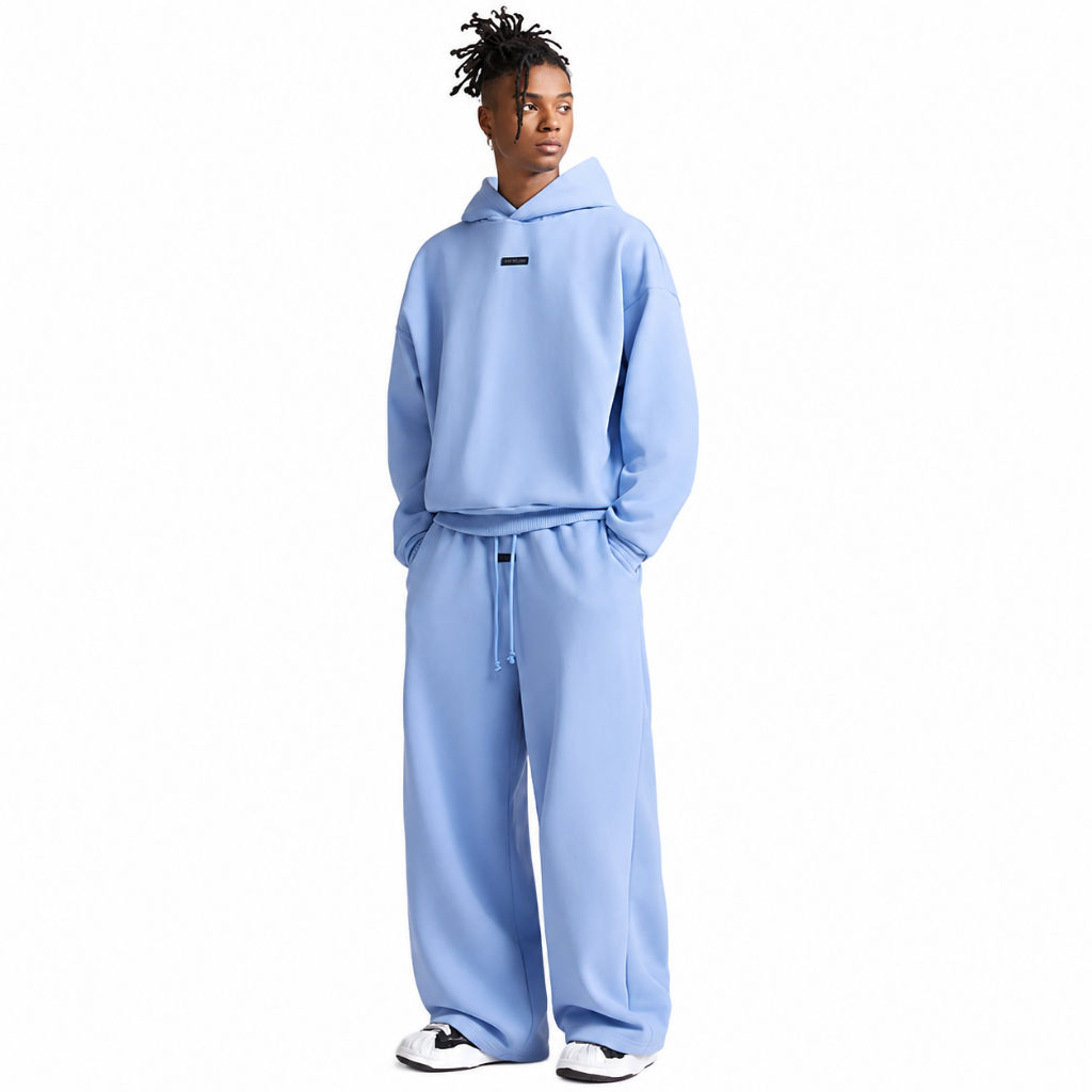 🧥 CONJUNTO DE MOLETOM MASCULINO OVERSIZED STREETWEAR FLANELADO 300G COM CAPUZ E CALÇA WIDE LEG